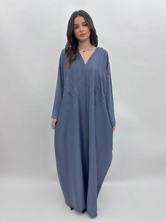 Abaya Dubai Maya - Bleu Acier MaraAbaya