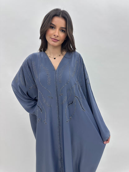 Abaya Dubai Maya - Bleu Acier MaraAbaya