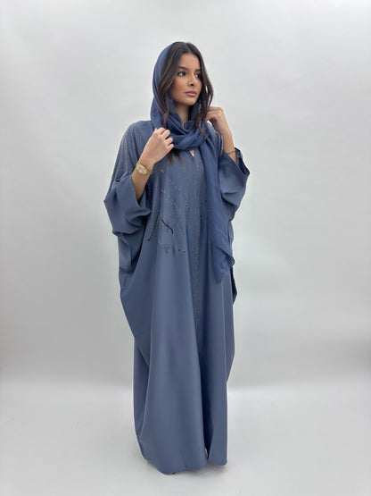 Abaya Dubai Maya - Bleu Acier MaraAbaya