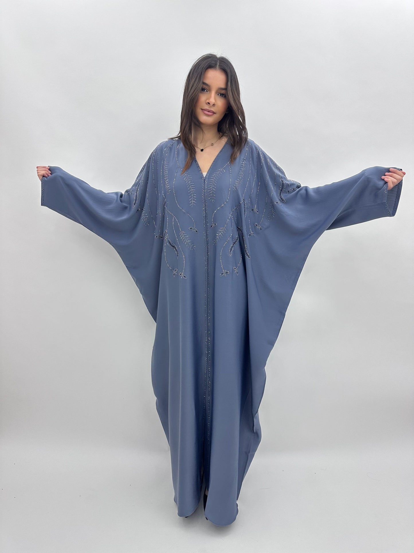 Abaya Dubai Maya - Bleu Acier MaraAbaya