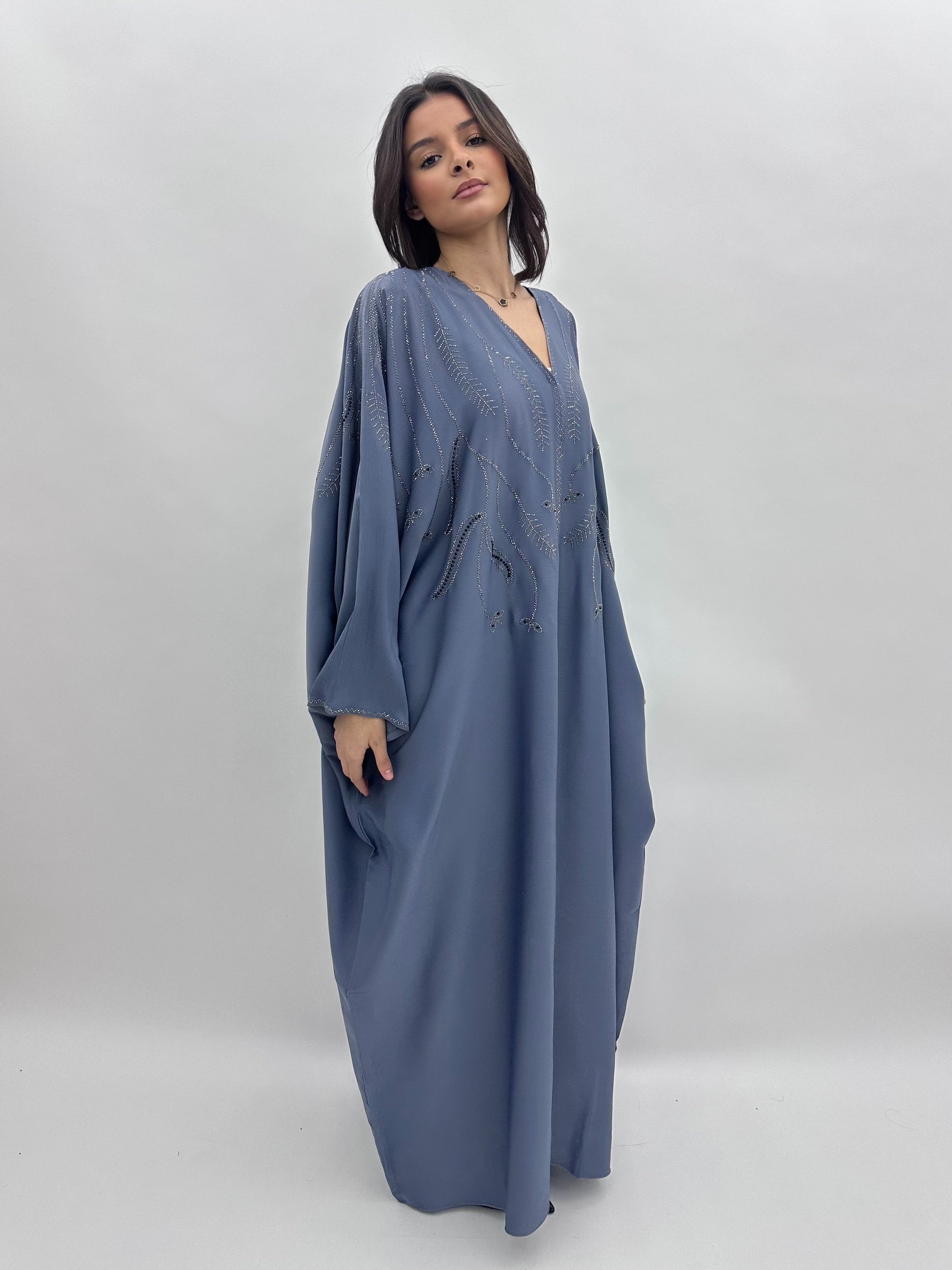 Abaya Dubai Maya - Bleu Acier MaraAbaya