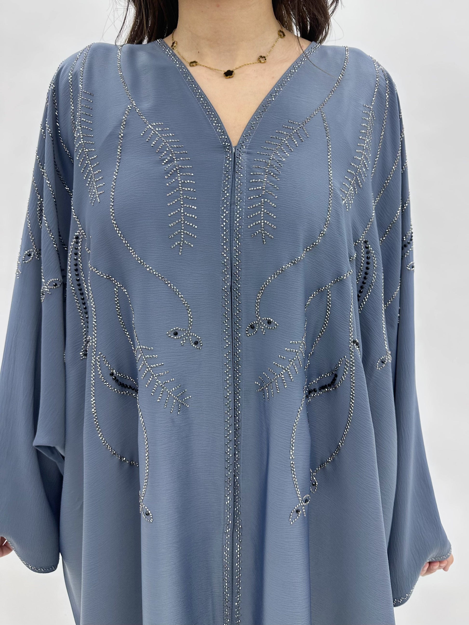 Abaya Dubai Maya - Bleu Acier MaraAbaya