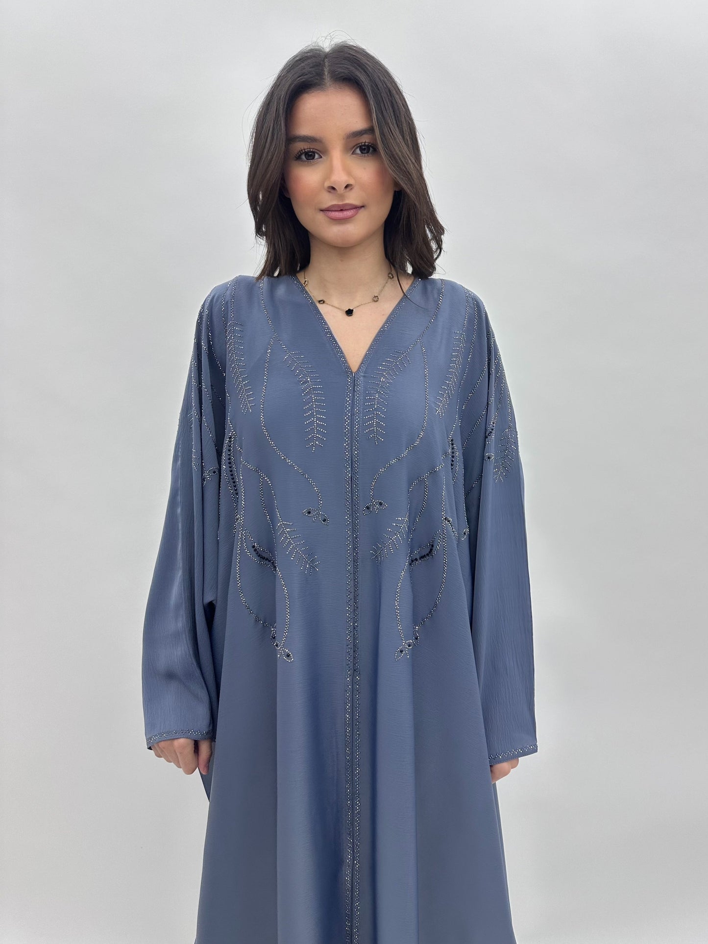 Abaya Dubai Maya - Bleu Acier MaraAbaya