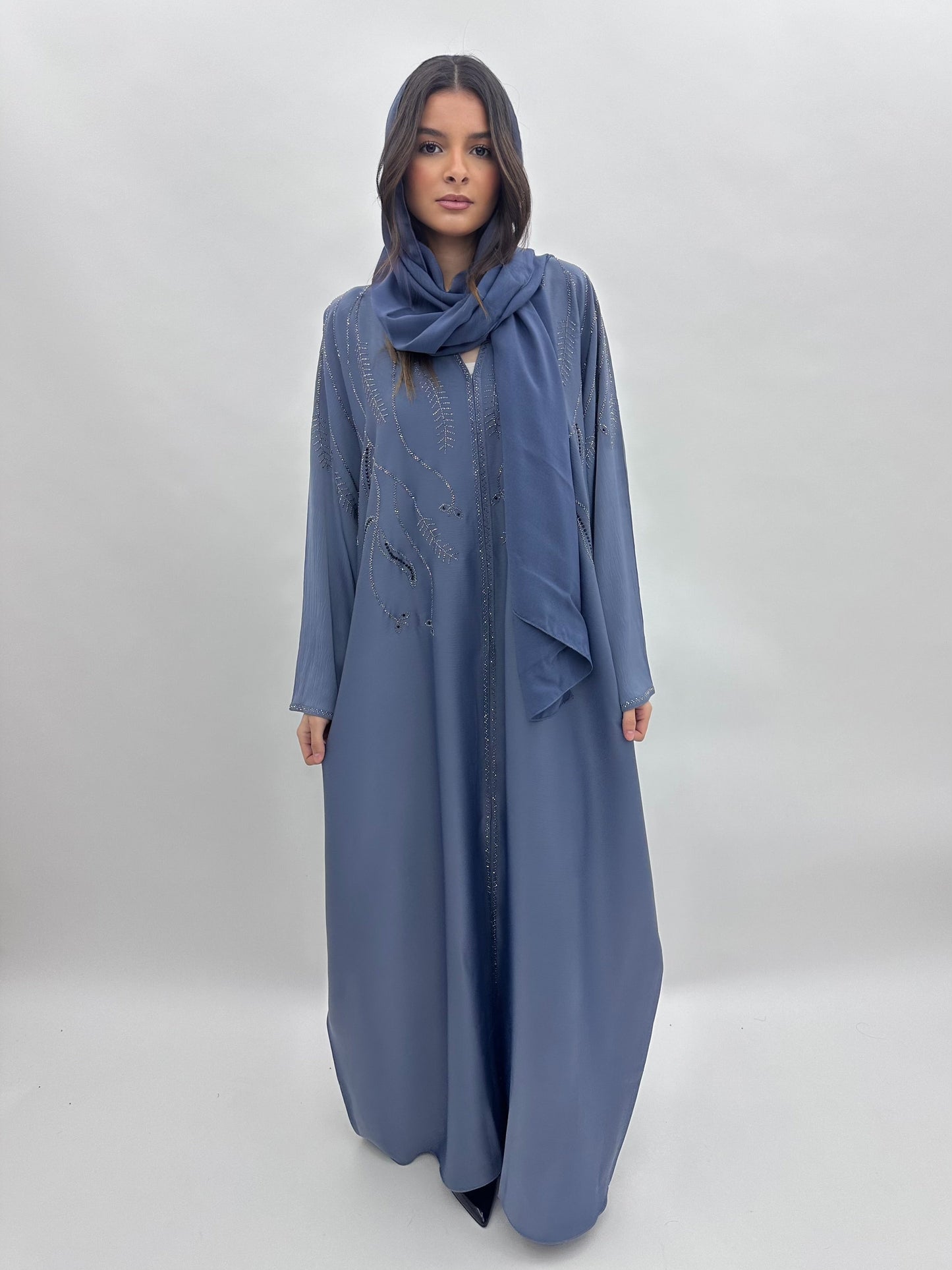 Abaya Dubai Maya - Bleu Acier MaraAbaya