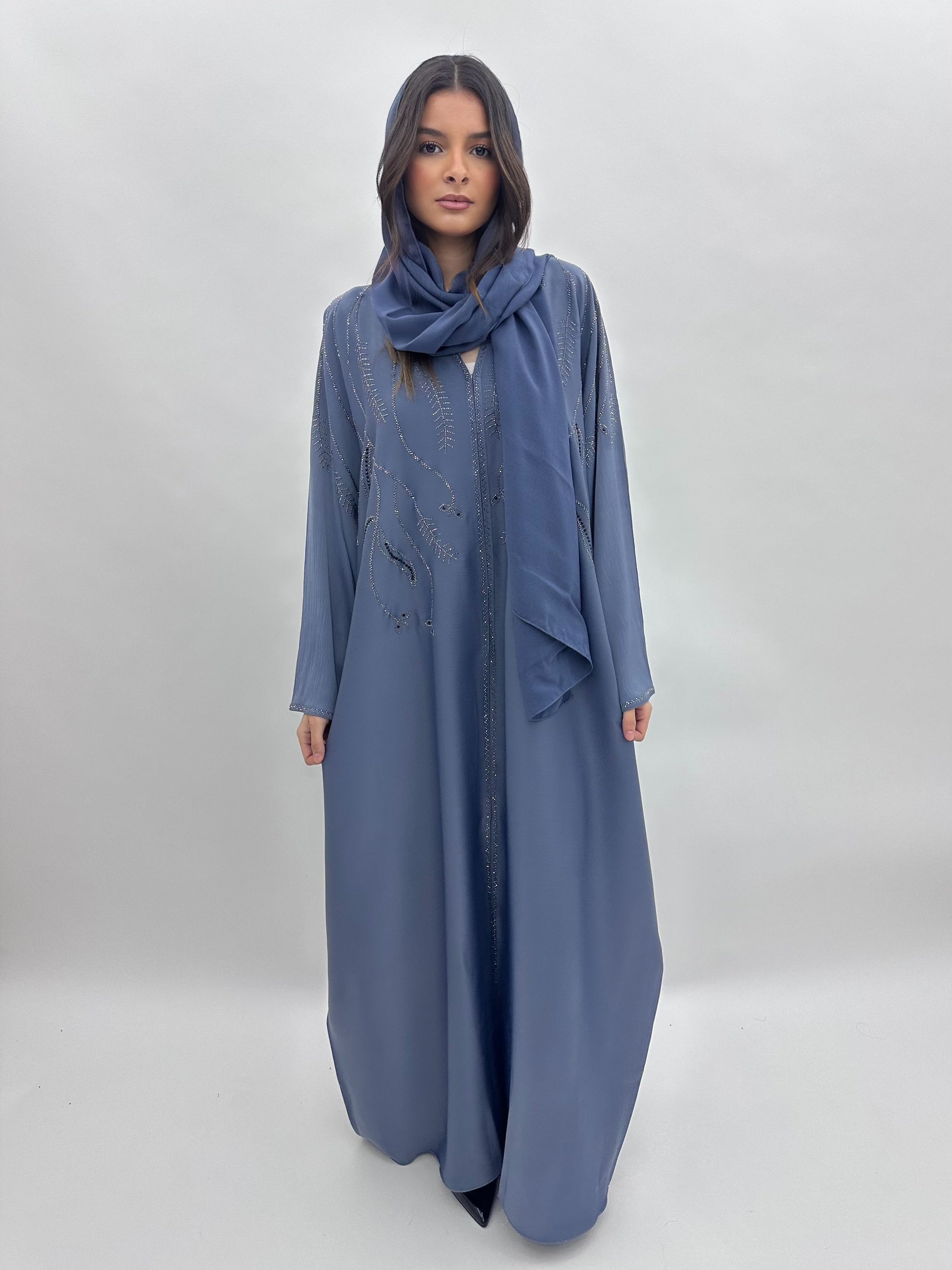 Abaya Dubai Maya - Bleu Acier MaraAbaya