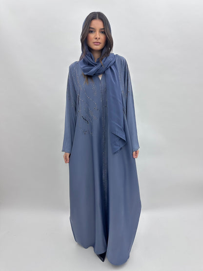 Abaya Dubai Maya - Bleu Acier MaraAbaya