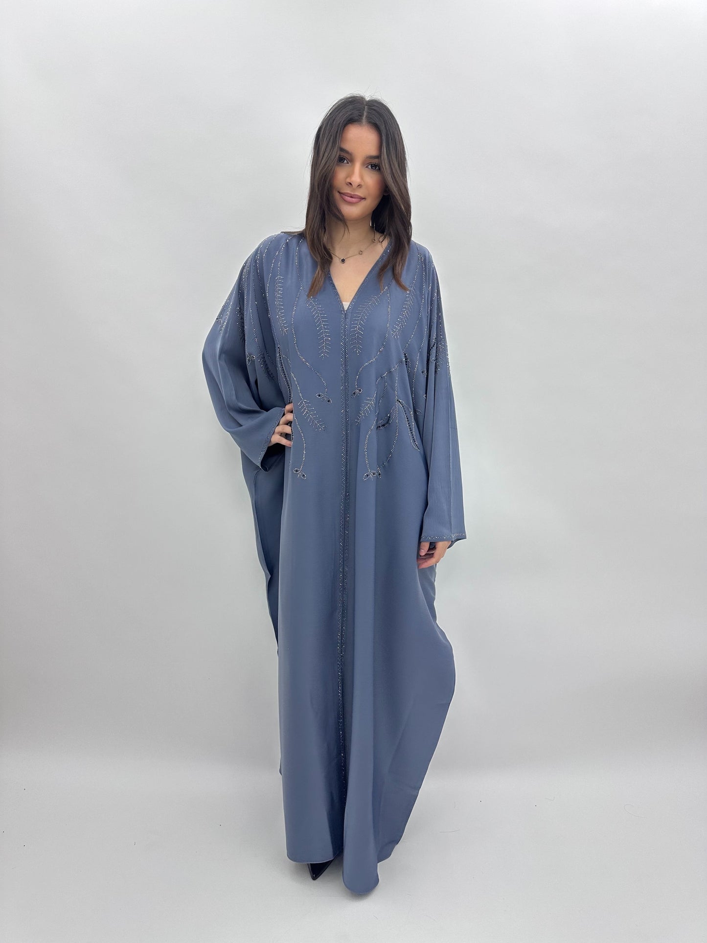 Abaya Dubai Maya - Bleu Acier MaraAbaya