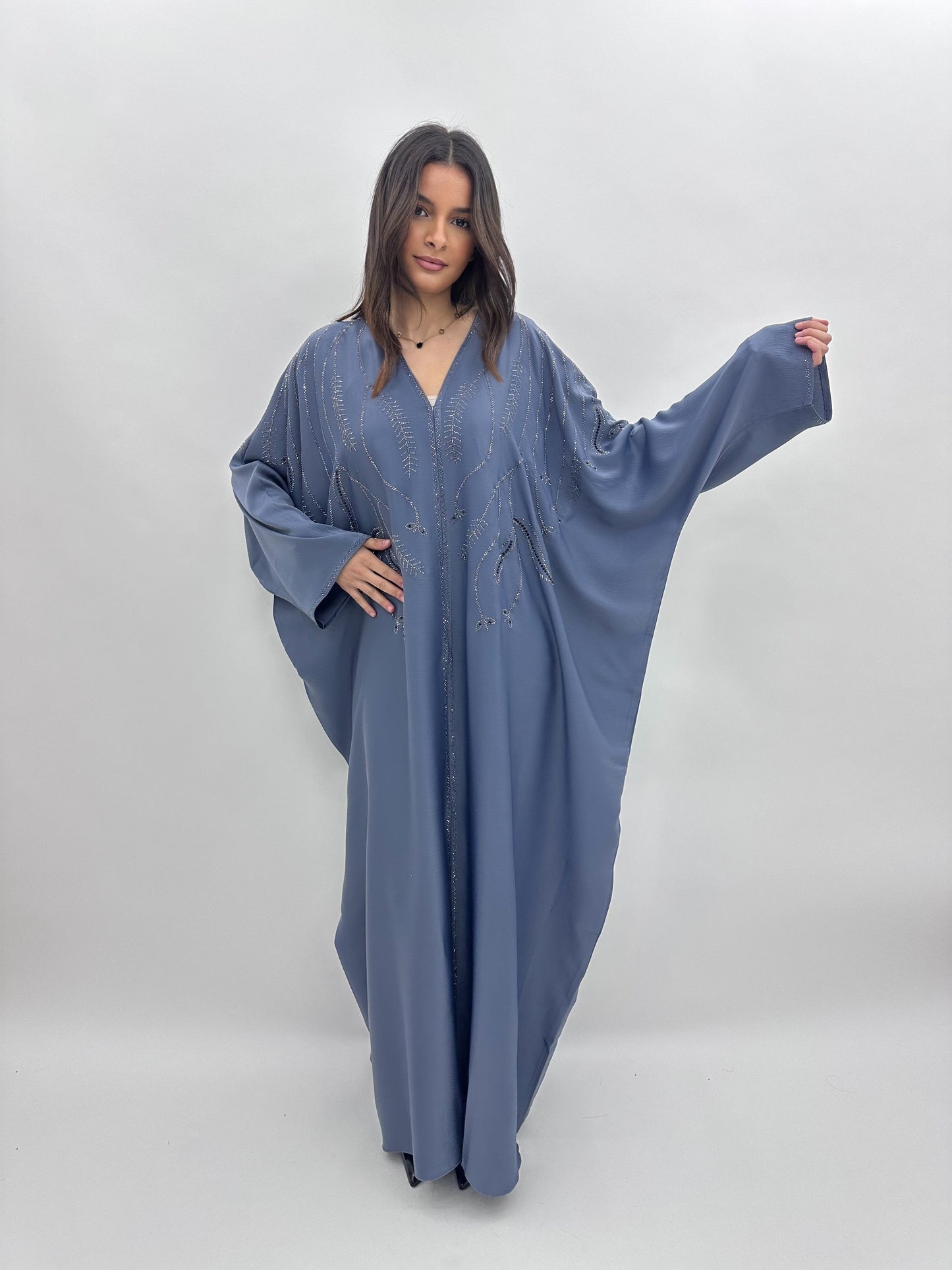 Abaya Dubai Maya - Bleu Acier MaraAbaya