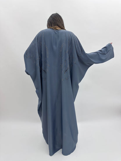 Abaya Dubai Maya - Bleu Acier MaraAbaya