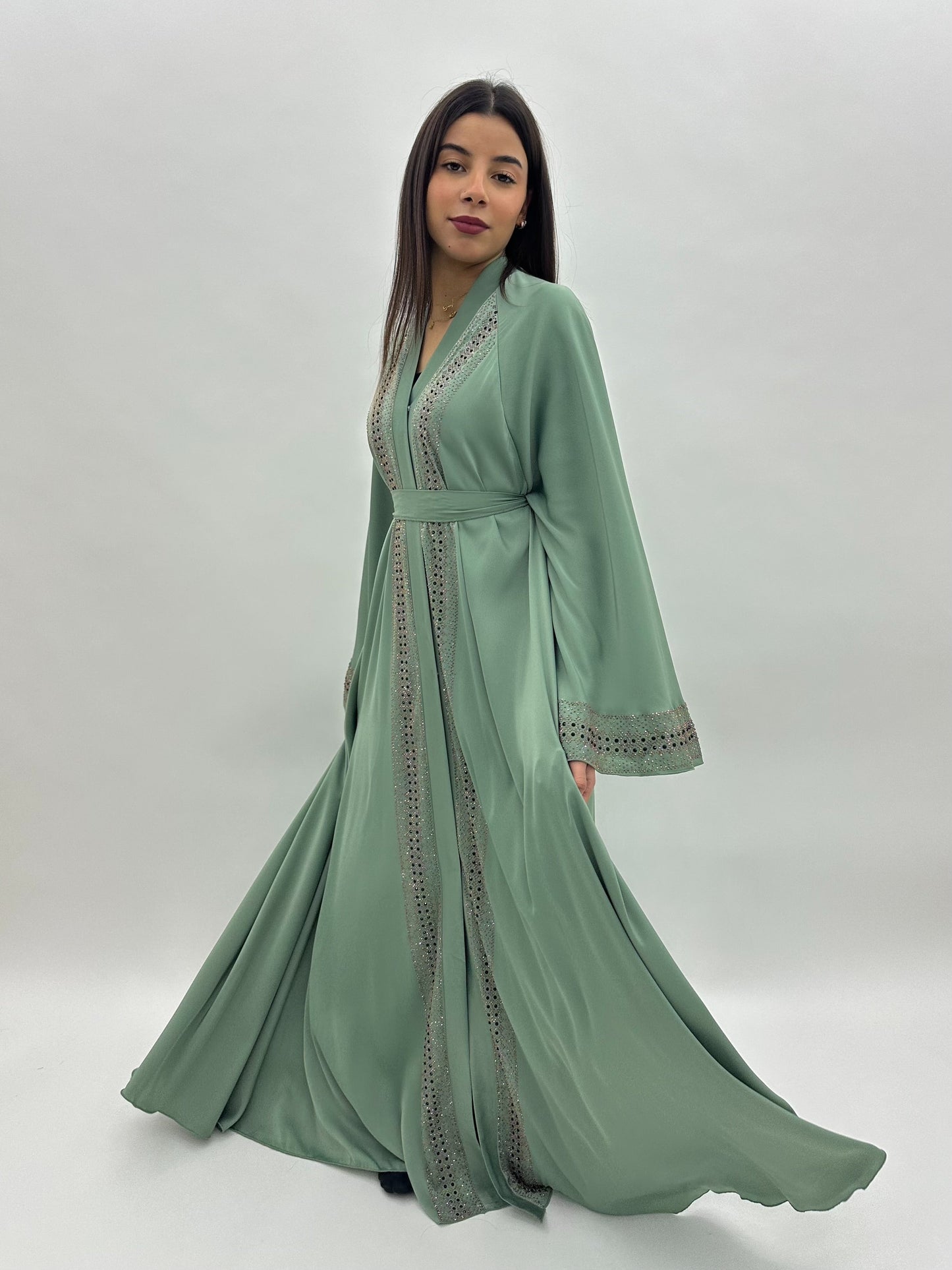 Abaya Dubai Alya – Vert sauge MaraAbaya