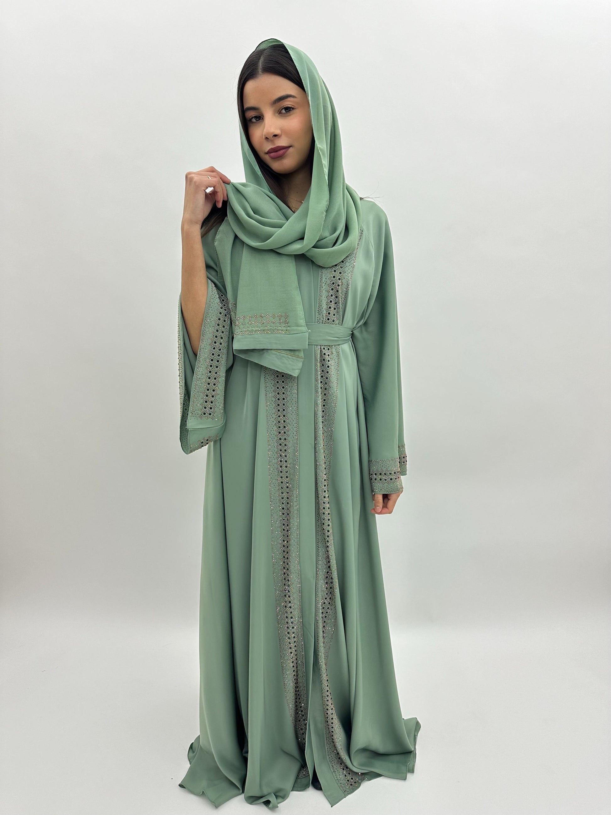 Abaya Dubai Alya – Vert sauge MaraAbaya
