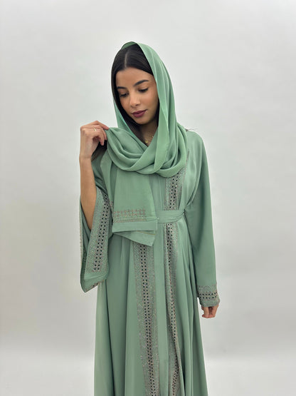 Abaya Dubai Alya – Vert sauge MaraAbaya