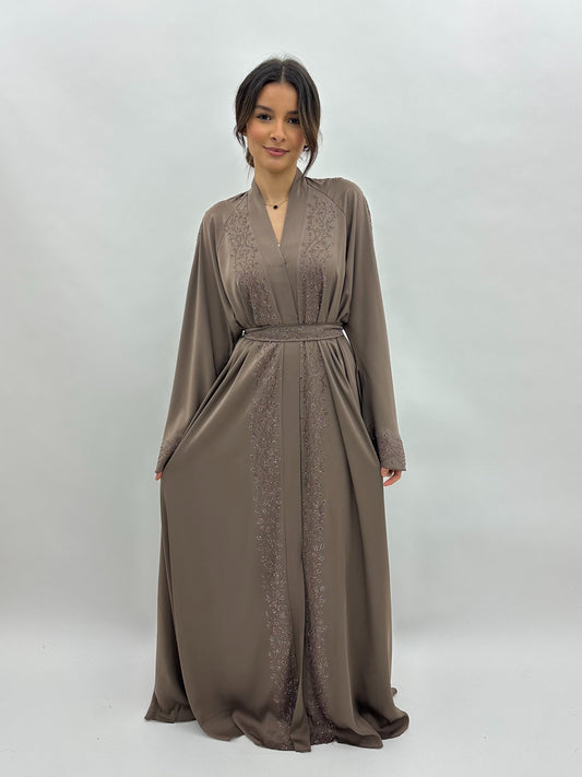 Abaya Dubai Hayat – Taupe MaraAbaya
